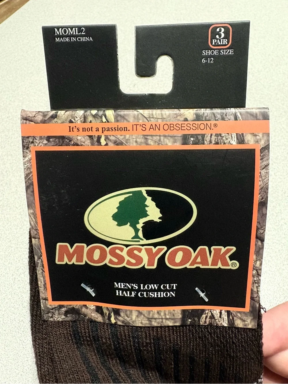 Mossy Oak Men's Low Cut Half Cushion Socks 2 Sets of 3 Socks — 6 PAIRS TOTAL